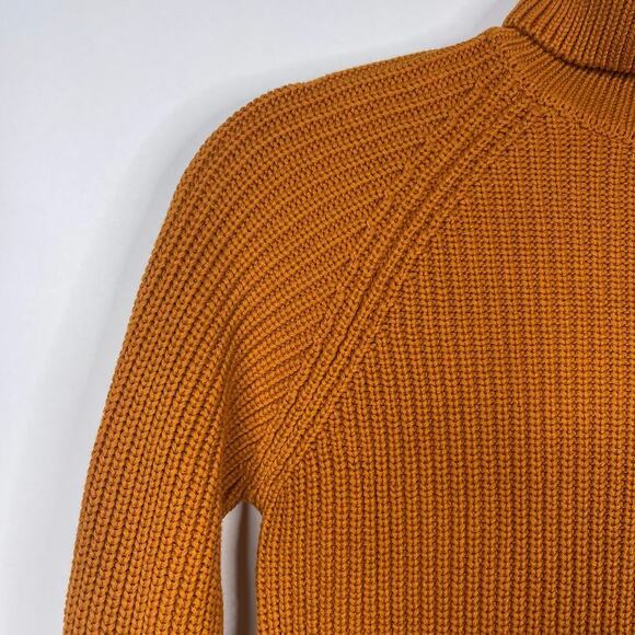 2/$30 ZARA Purl Knit Cotton Turtle Neck Sweater Medium Orange Long Sleeve #6174 - Picture 7 of 14